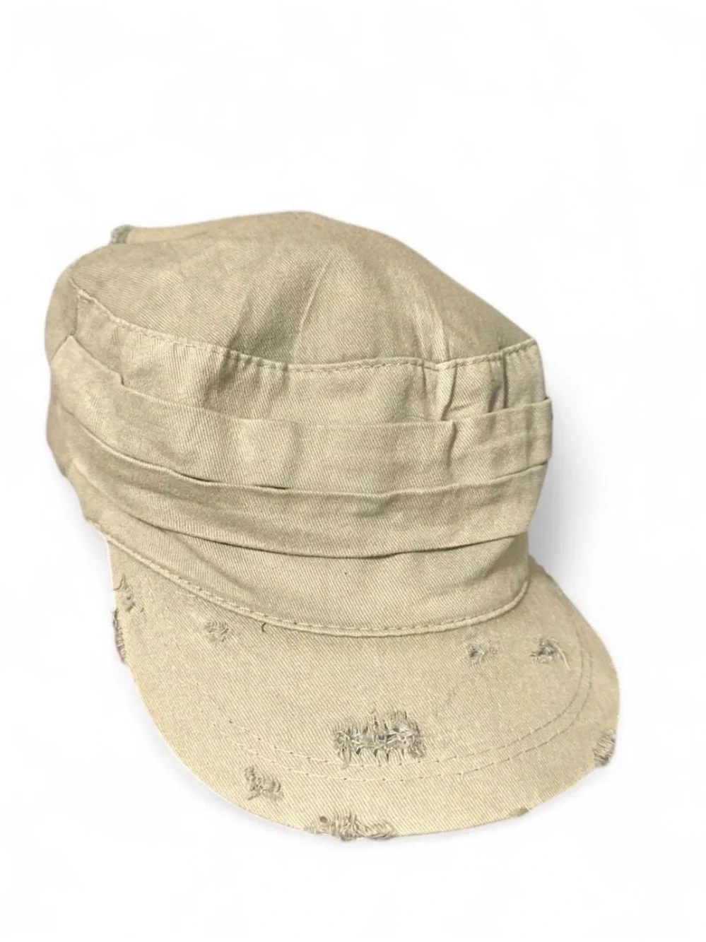 Khaki Army Green Star Stud Studded Accent Canvas Cap